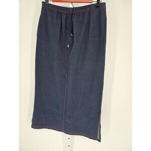 Norton Studio Women's Blue Elastic Waist Polyester Both Slide Slit Skirt Size S